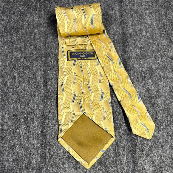 Luciano Gatti Yellow and Blue Geometric Silk Tie - Picture 2 of 5